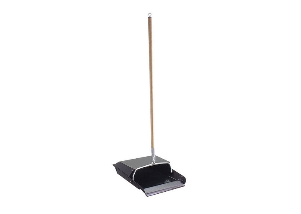 <C> BLK STEEL DUSTPAN W/HDL