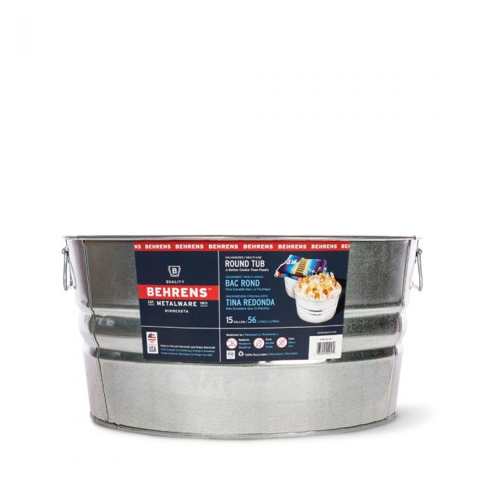 <C> 15 GAL GALV ROUND TUB     HOT DIPPED GALVANIZED WASH