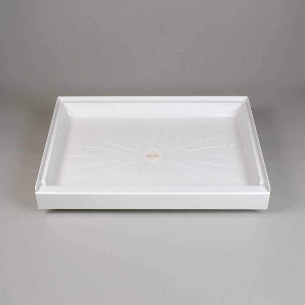 34x48"DURA SHOWR BASE-WHITE   SGL THRESHLD/2"DWV DRN/STRAINR