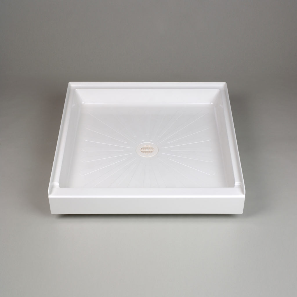 36x36"DURA SHOWR BASE-WHITE   SGL THRESHLD/2"DWV DRAIN/STRNR