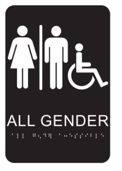 ALL GENDER BATHROOM 6"x9"ADA  SELF ADHESIVE