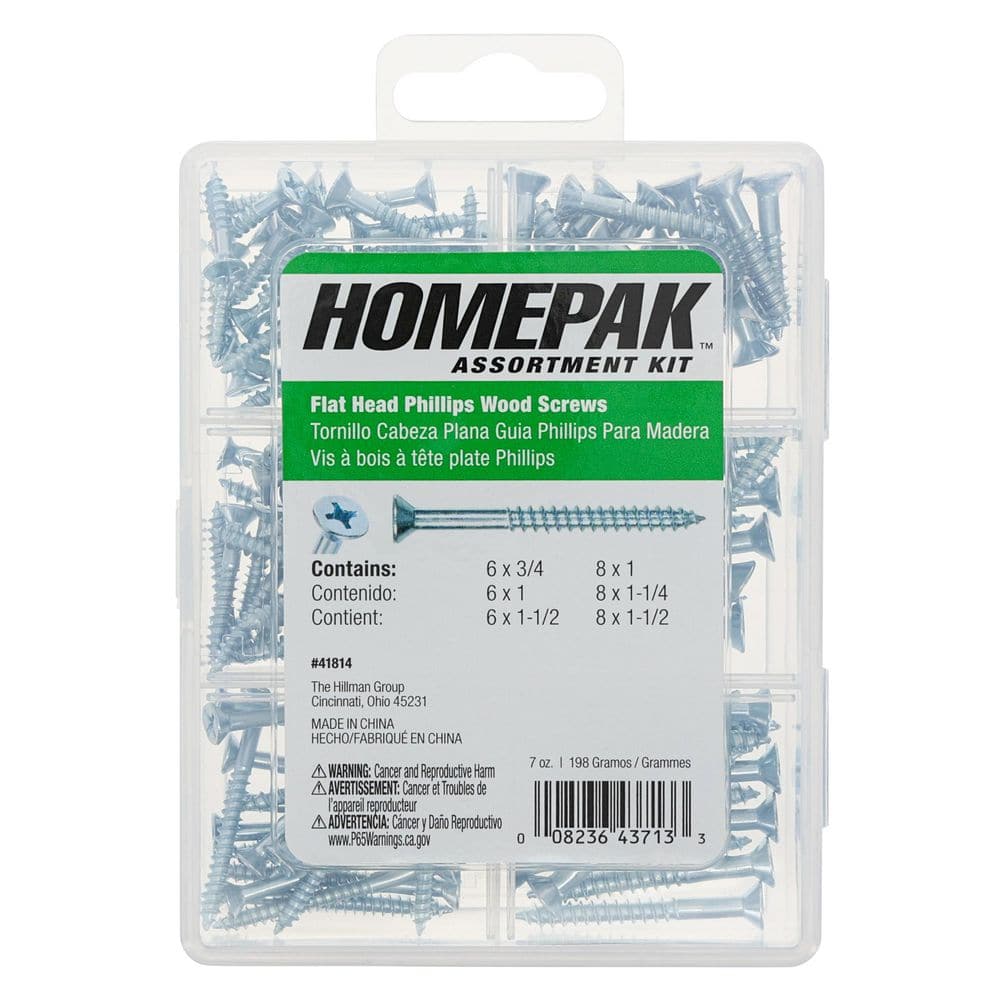 FLAT HD PHIL WOOD SCREW ASST