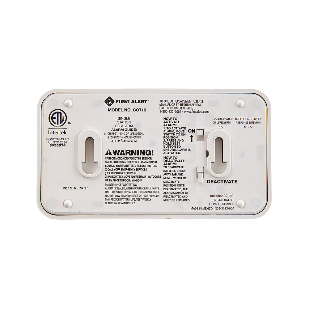 CARBON MONOXIDE ALARM W/TEMP  DIGITAL DISPLAY  10-YR BATTERY