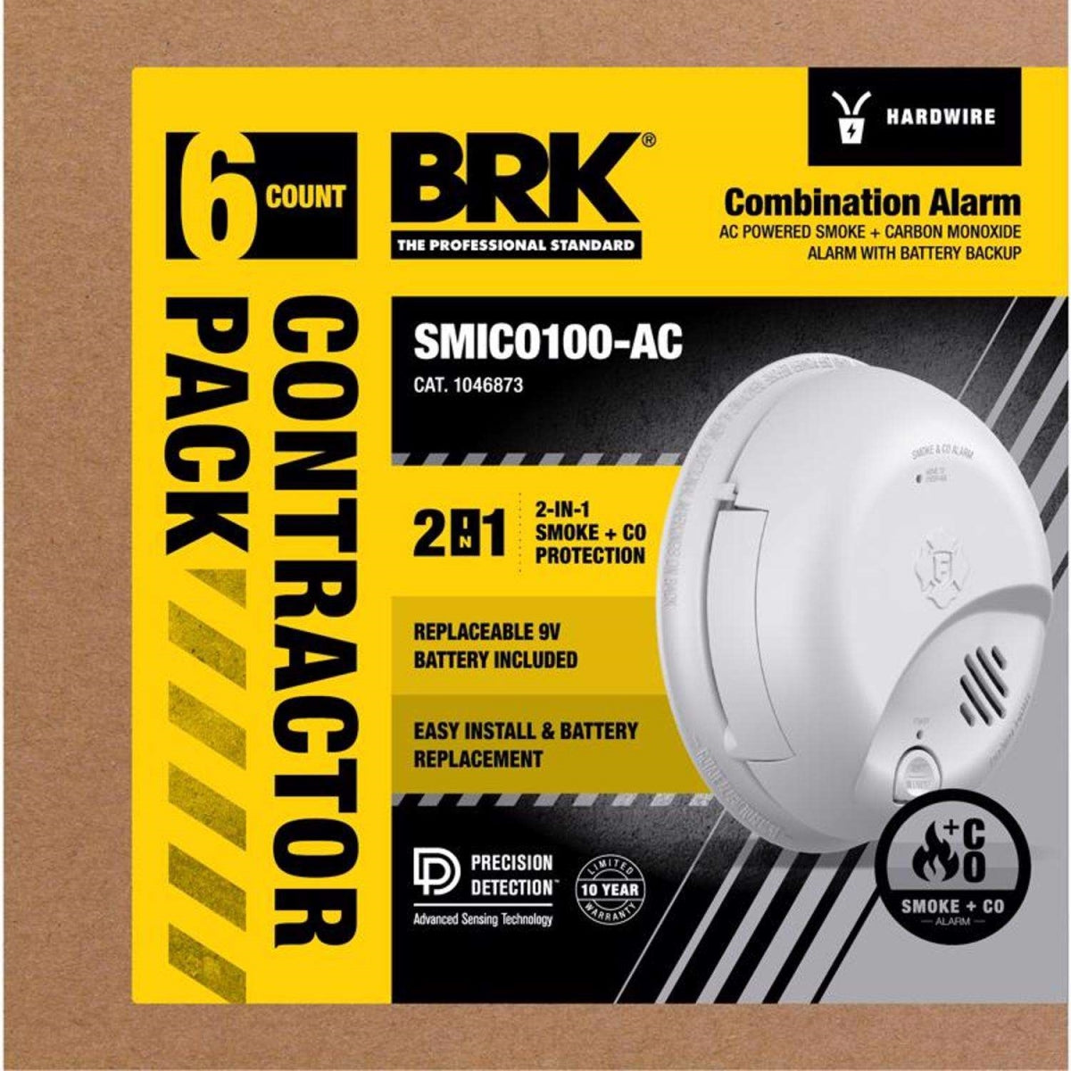 6PK HARDWIRE SMOKE/CO ALARM   W/ BATTERY BACKUP
