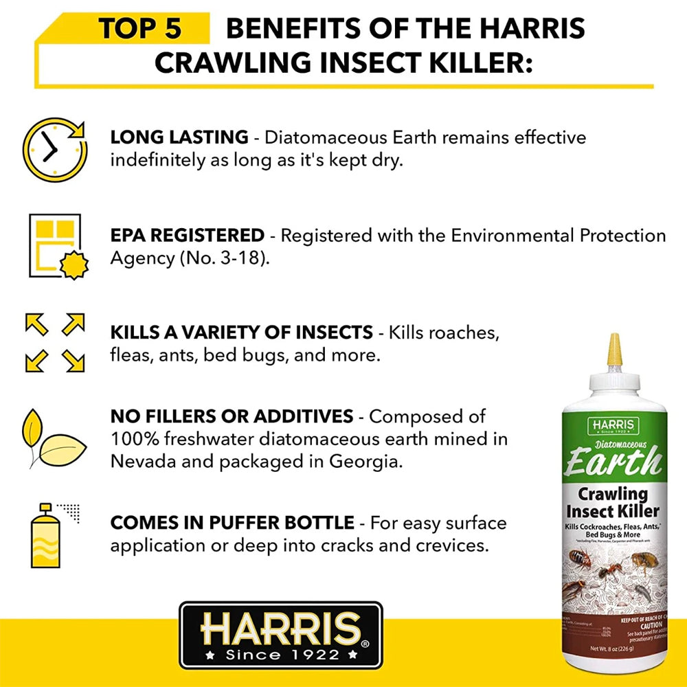 <F> 8 OZ. HARRIS DIATOMACEOUS EARTH CRAWLING INSECT KILLER