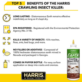 <F> 8 OZ. HARRIS DIATOMACEOUS EARTH CRAWLING INSECT KILLER