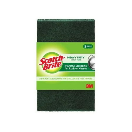SCOTCHBRITE GRN SCOUR PAD 2PK 6X3.5