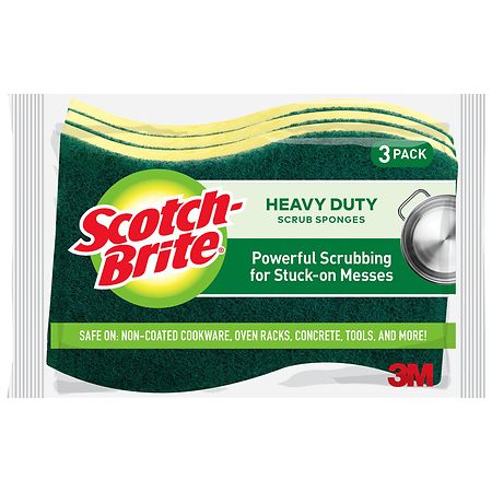 SCOTCH-BRITE HEAVY DUTY       SCRUB SPONGE - 3 PACK