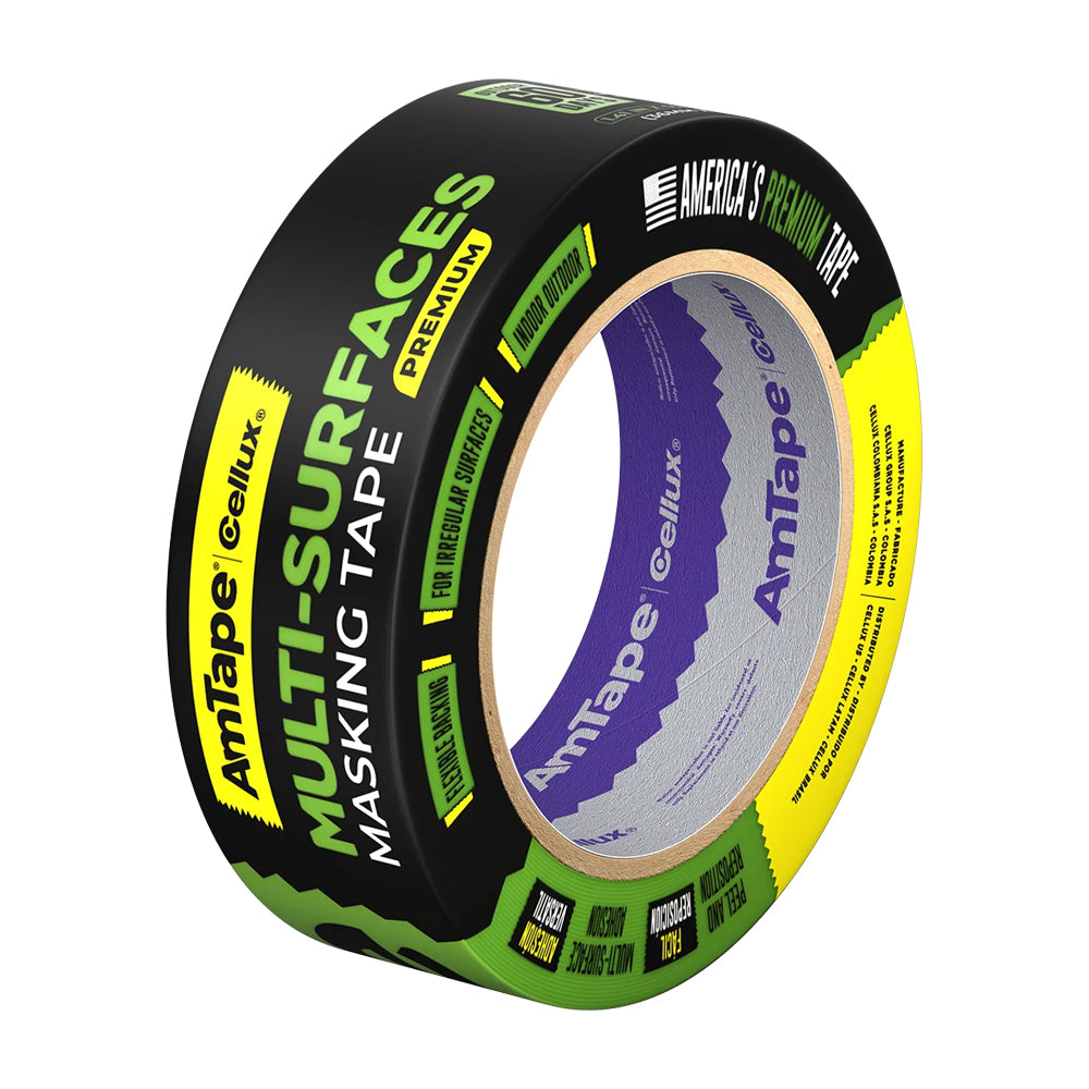 light green, multi-surface masking tape measuring 1.41 inches (36 mm) wide by 60 yards (54.8 m) long