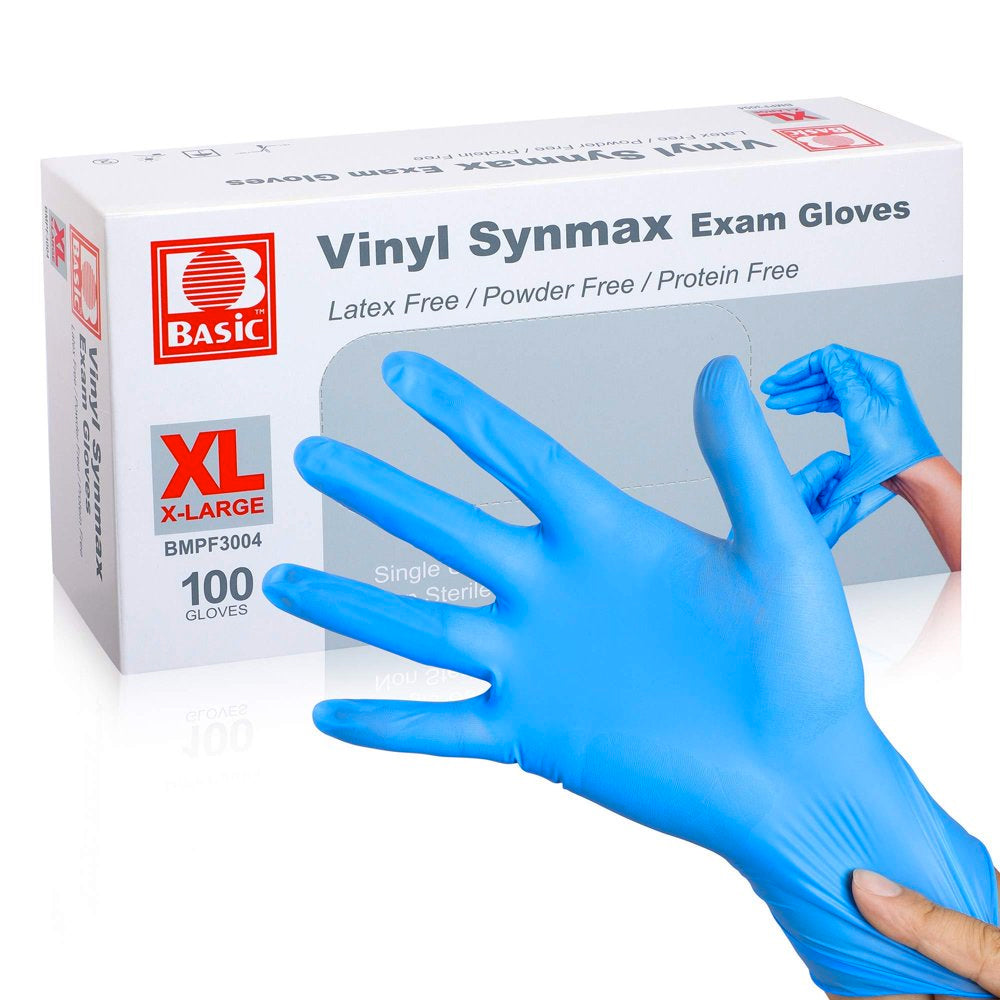 XL VINYL SYNMAX GLOVES 100CT  LATEX FREE POWDER FREE