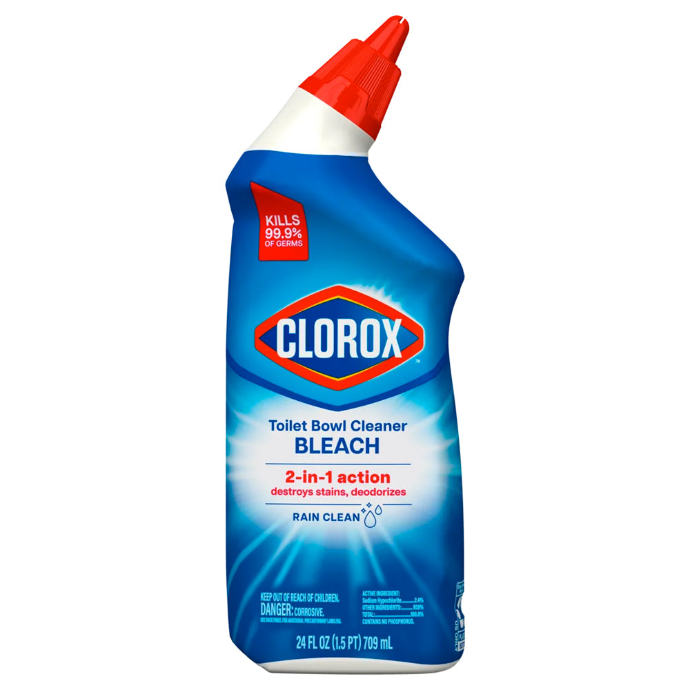 CLOROX TOILET BOWL CLEANER    WITH BLEACH  24 OZ  RAIN CLEAN