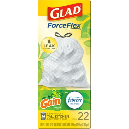GLAD 22CT TRASH BAGS W/GAIN   6.09# PER CASE OF 6