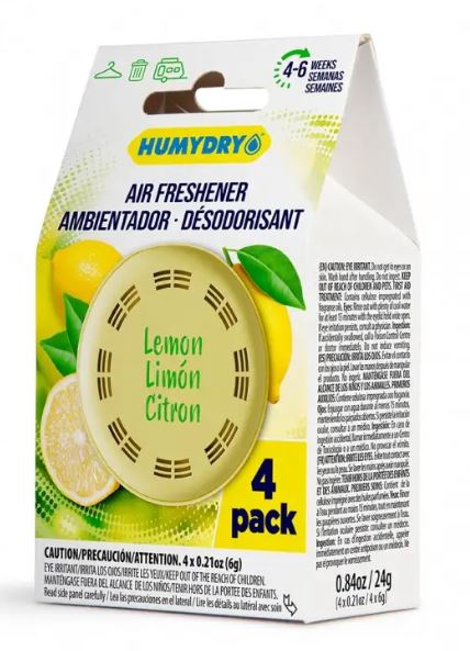 HUMYDRY 4 PACK AIR            FRESHENER DISC  LEMON SCENT