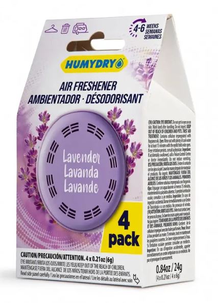 HUMYDRY 4 PACK AIR            FRESHENER DISC  LAVENDER SCENT