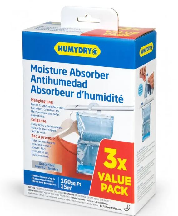 15.9 OZ. 3-PACK MOISTURE      ABSORBER HANGING BAG UNSCENTED