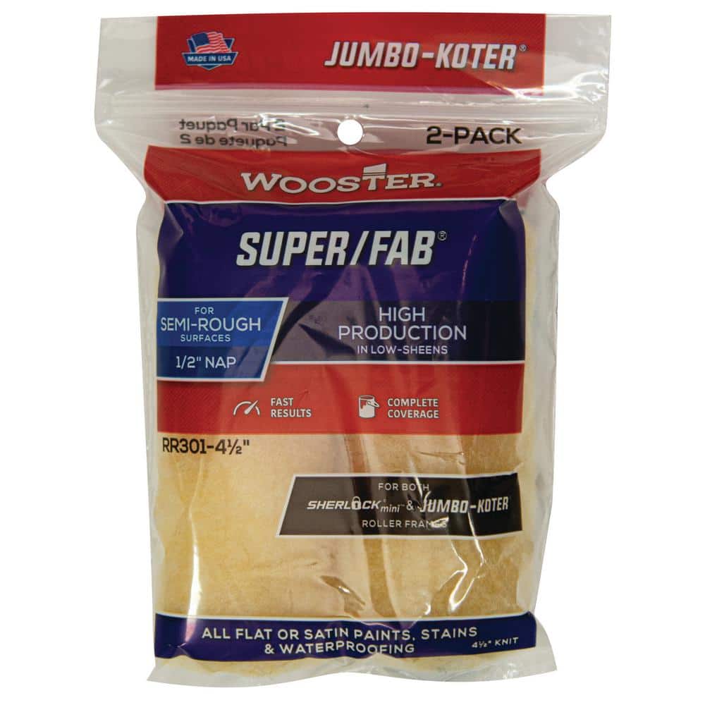 4-1/2" JUMBO-KOTER SUPER/FAB  1/2" NAP PAINT ROLLER  2-PACK