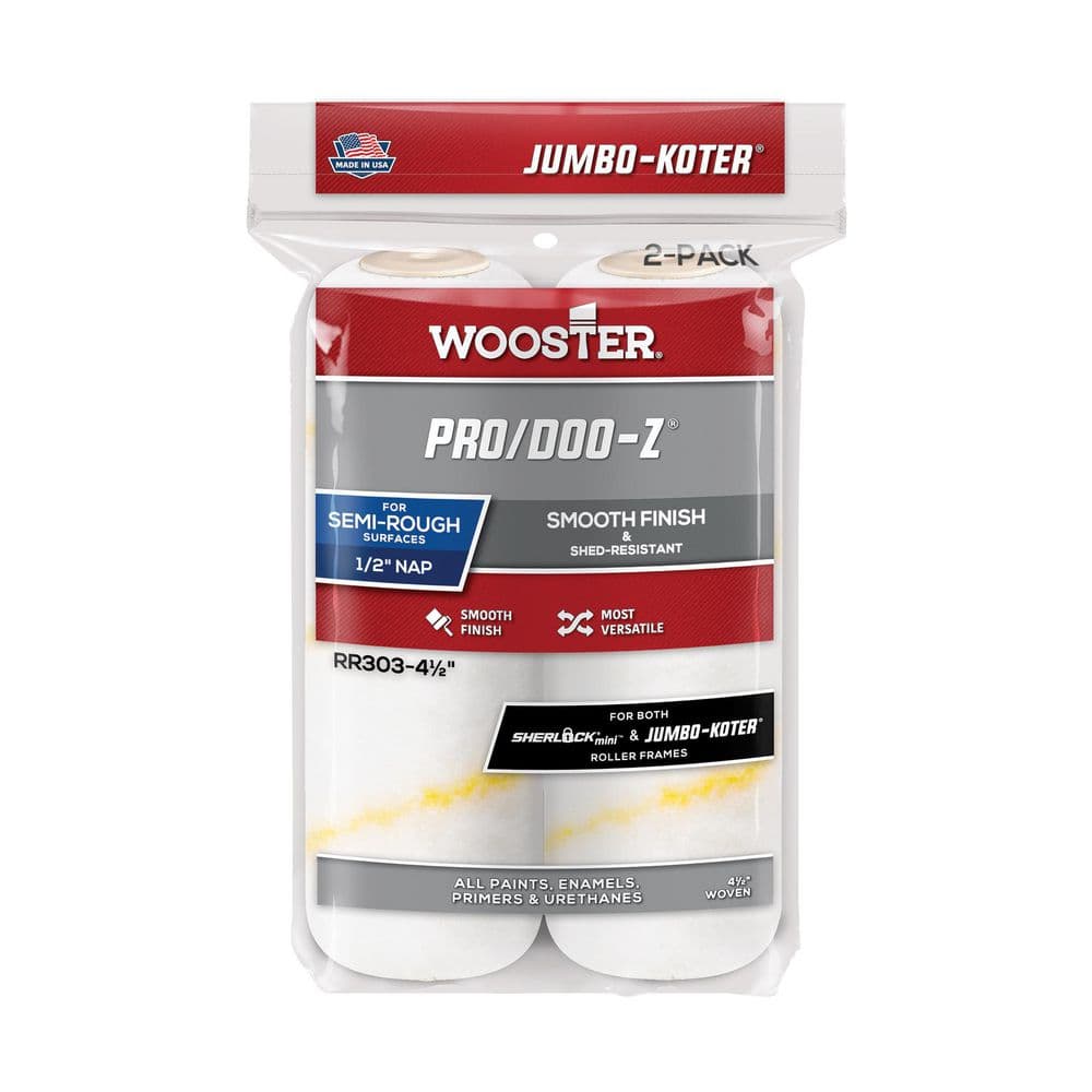 4-1/2" JUMBO-KOTER PRO/DOO-Z  1/2" NAP PAINT ROLLER  2-PACK