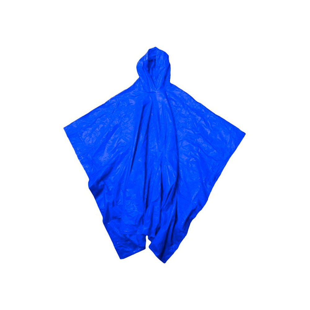 <R> BLUE VINYL PONCHO W/HOOD
