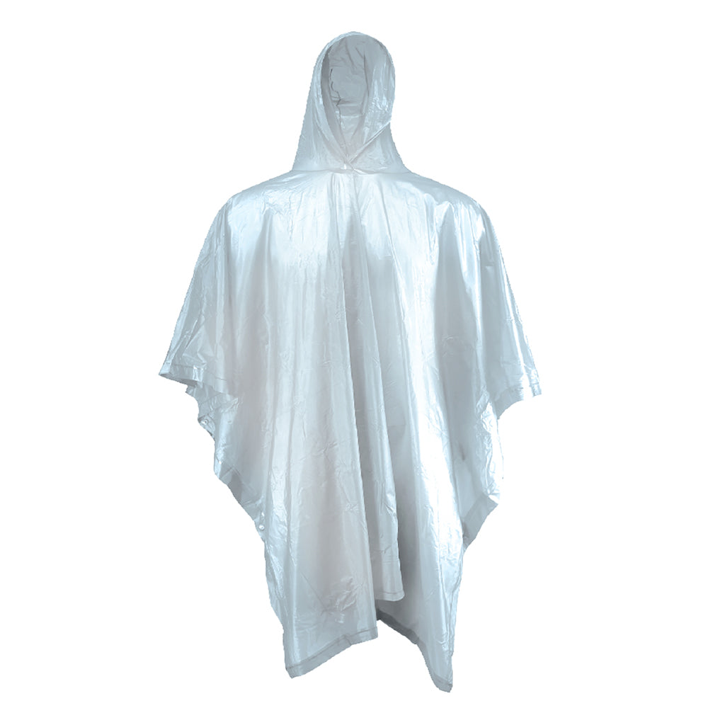 PVC PONCHO WITH HOOD  BLUE    ONE SIZE FITS MOST