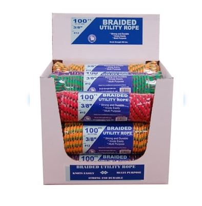#12-3/8"x100'UTILITY POLY BRAIASSORTED COLOR BRAIDED ROPE