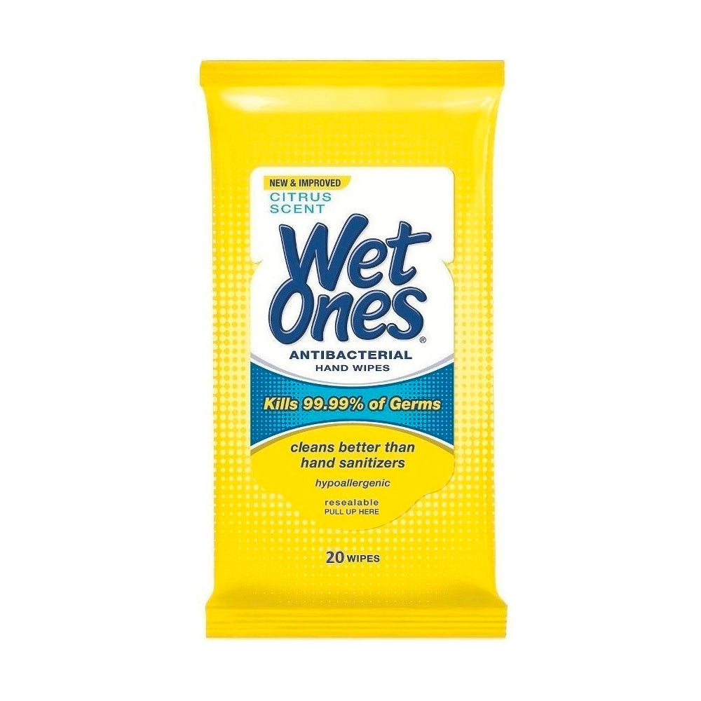 WET ONES ANTIBACTERIAL HAND WIPES, CITRUS SCENT, 20 COUNT