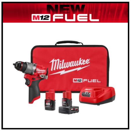 M12 FUEL 1/2"HAMR.DRILL/DRVER W/1-2ah BATRY/CHRGR/CASE