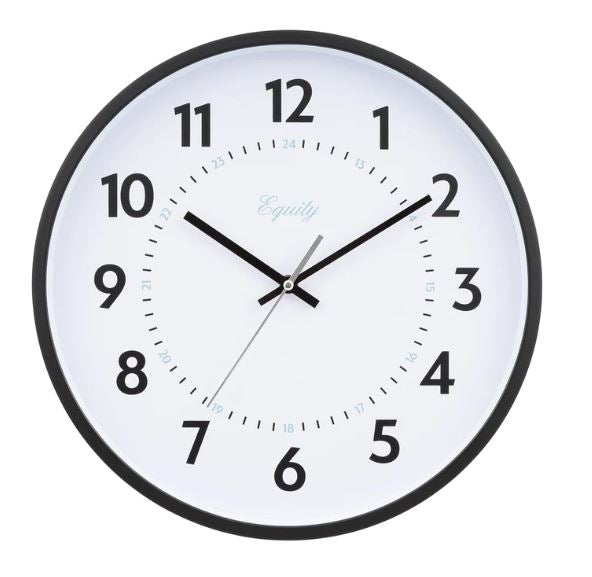 14"RD BLK COMERCL WALL CLOCK  QUARTZ/RED SEC.HAND/AA/INDOOR