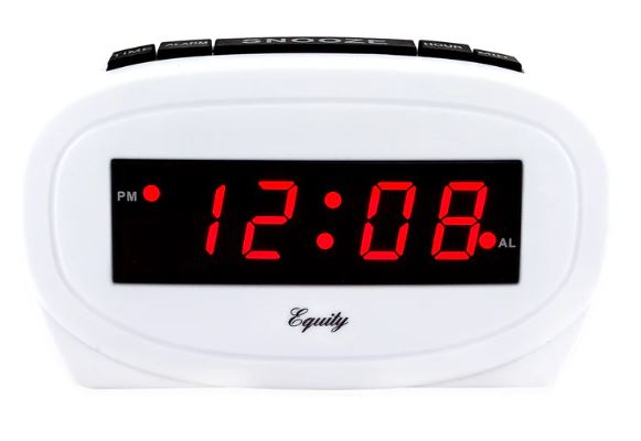 .6"LED WHT P/I ALARM CLOCK    120v/RED LED/SNOOZE/BAT BACKUP