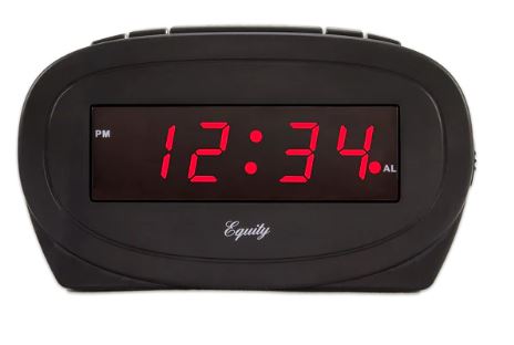 .6"LED BLK P/I ALARM CLOCK    120v/RED LED/SNOOZ/BAT BACKUP