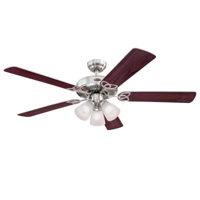 52"5BL BN D/R C/FAN W/FIXTURE BRSH NKL/3SP/DWNROD/2-60wG16
