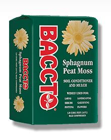 BACCTO SPHAGNUM PEAT MOSS     3.8 CU. FT. COMPRESSED BALES