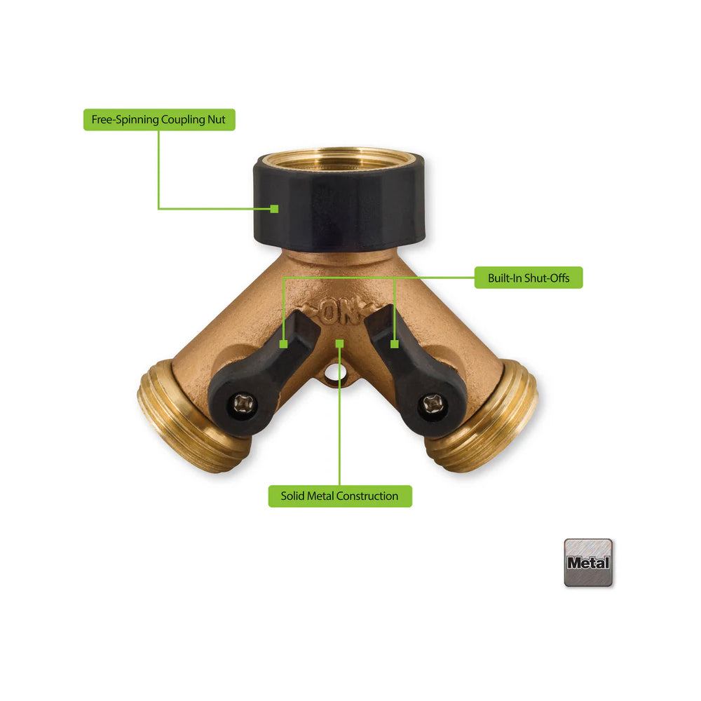 METAL 2-WAY HOSE VALVE WITH   BUILT IN SHUT OFF VALVES