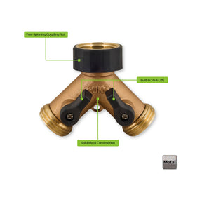 METAL 2-WAY HOSE VALVE WITH   BUILT IN SHUT OFF VALVES