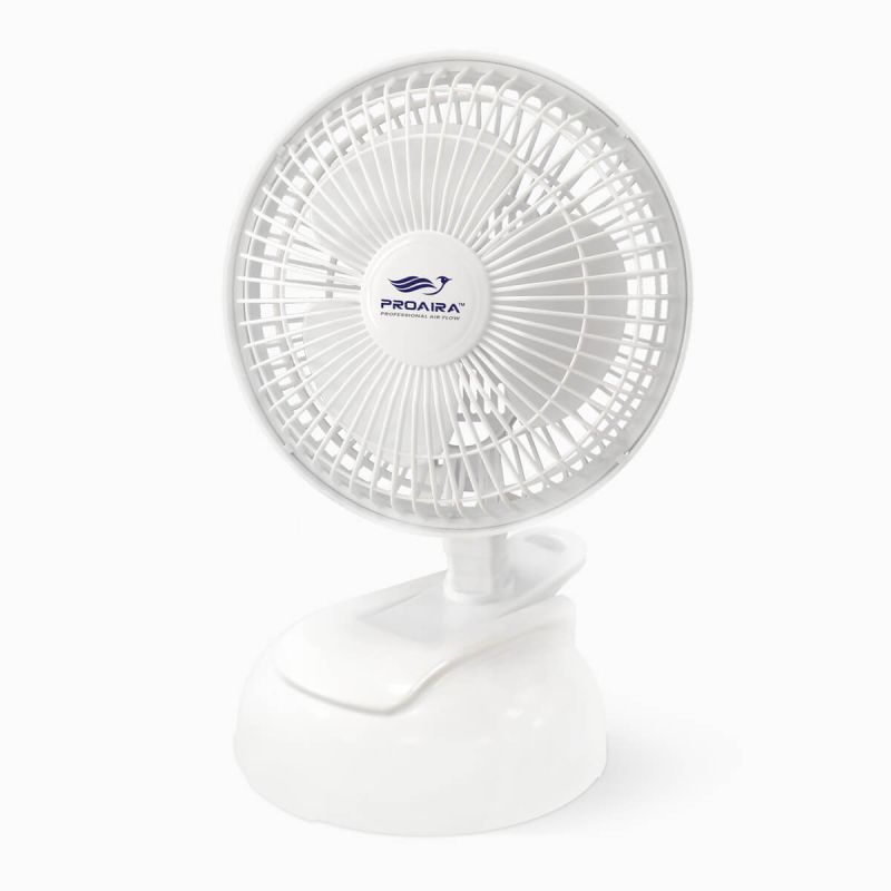 6"WHITE DESK FAN 2/SPEED      2 IN 1 BASE CLIP OR DESK BASE